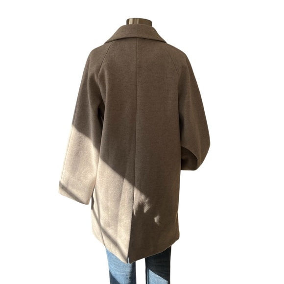 Chou Yatou oatmeal notch lapel double breasted peacoat overcoat size S - Picture 6 of 15